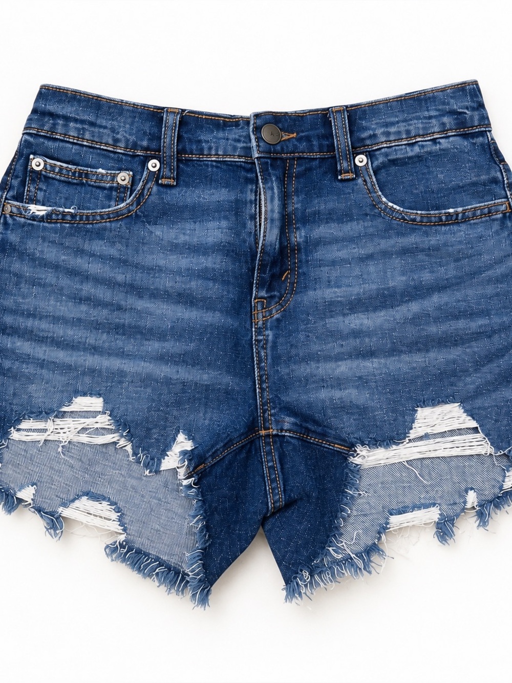 Aerie Distressed Denim Cutoff Shorts Blue Small Frayed Hem